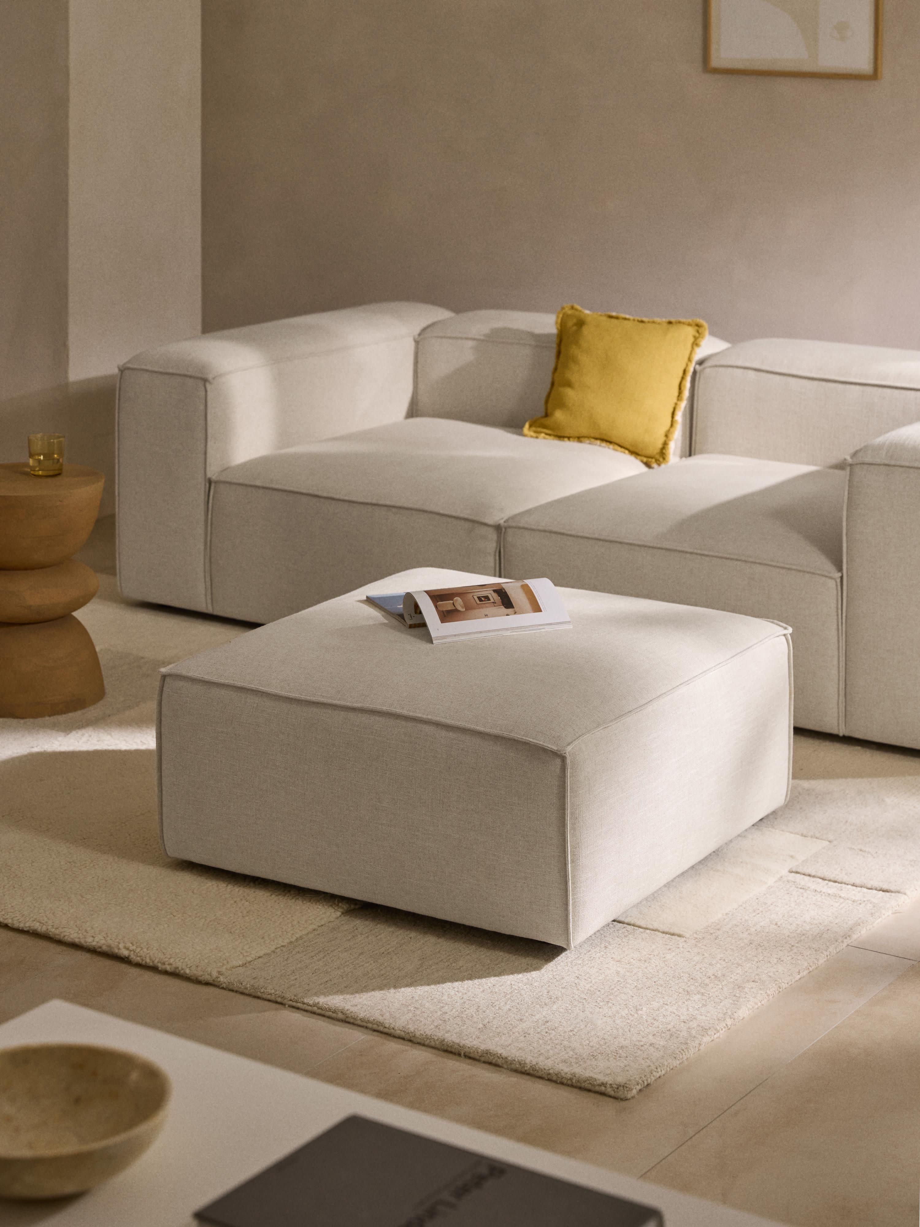 Sofa-Hocker Lennon aus Leinen-Mix
