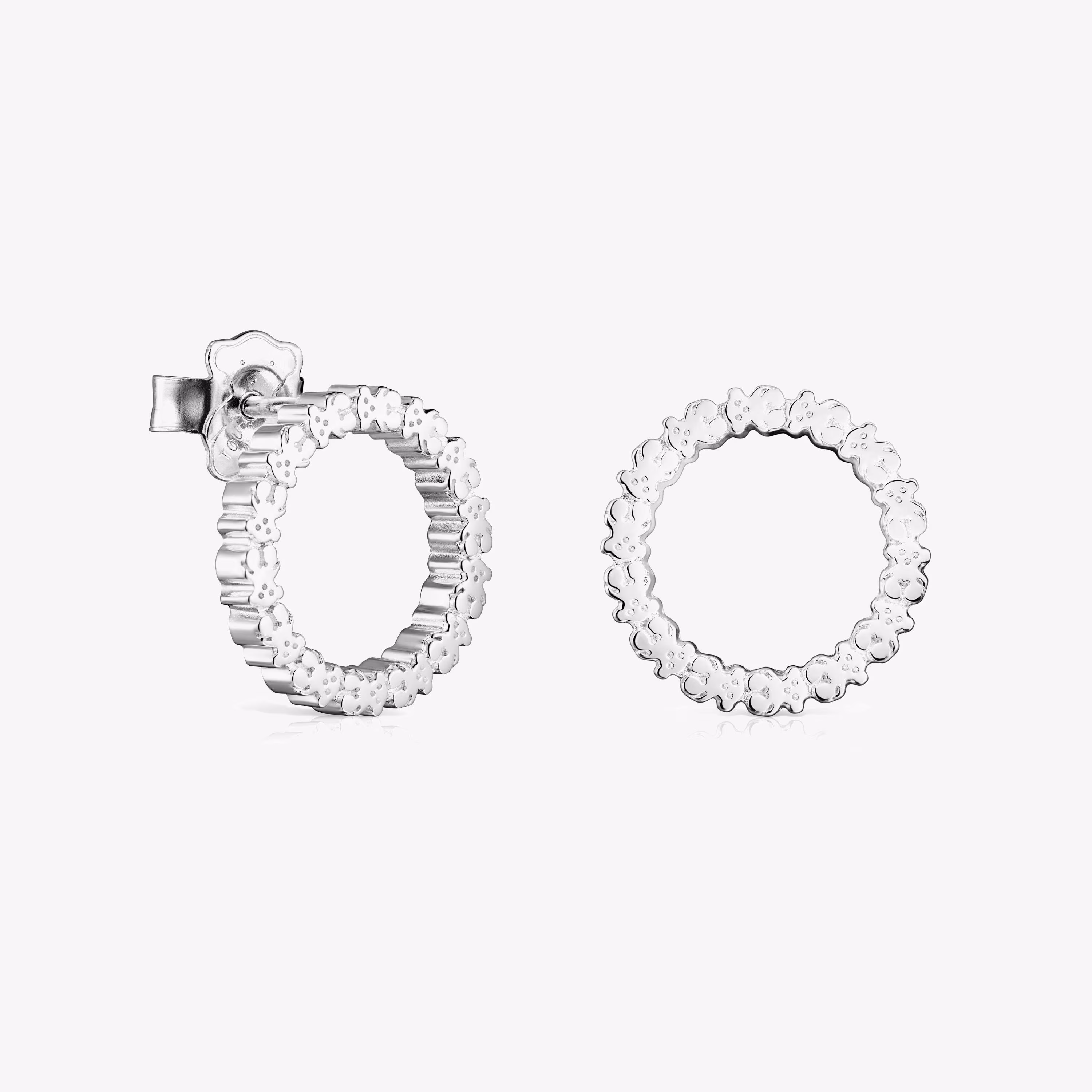 Pendientes medianos disco de plata Straight