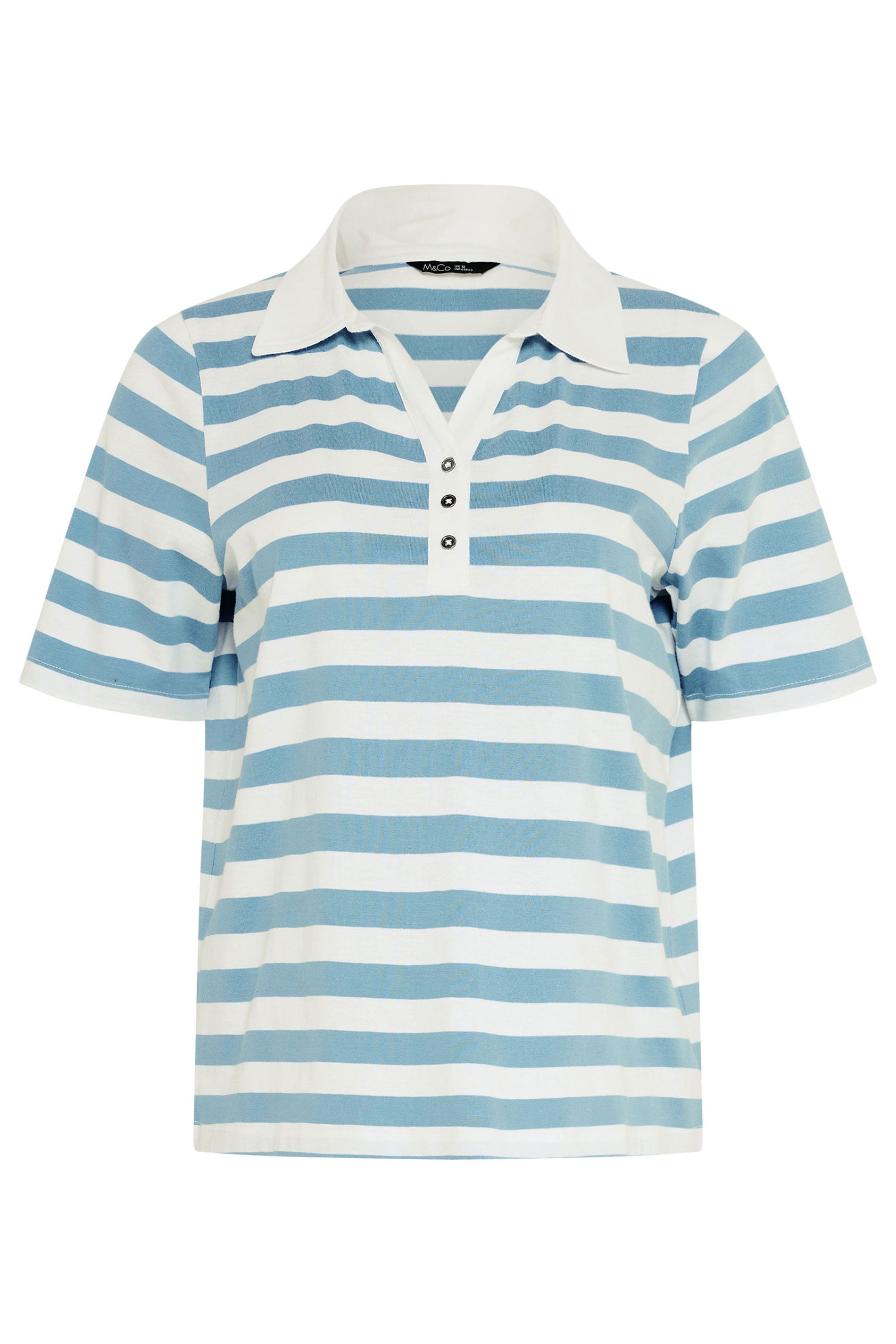 M&Co Stripe Cotton Short Sleeve Polo Shirt