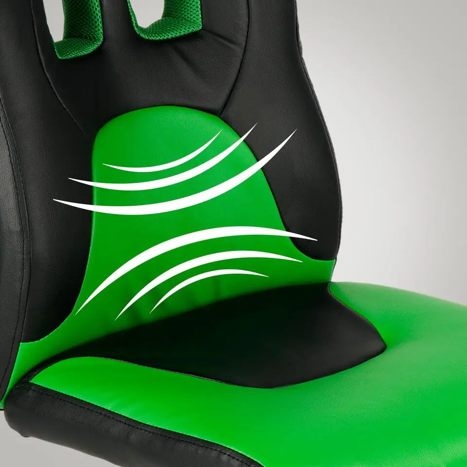 CLP Bureaustoel Fun zwart Frame - Kunstleer - zwart/groen