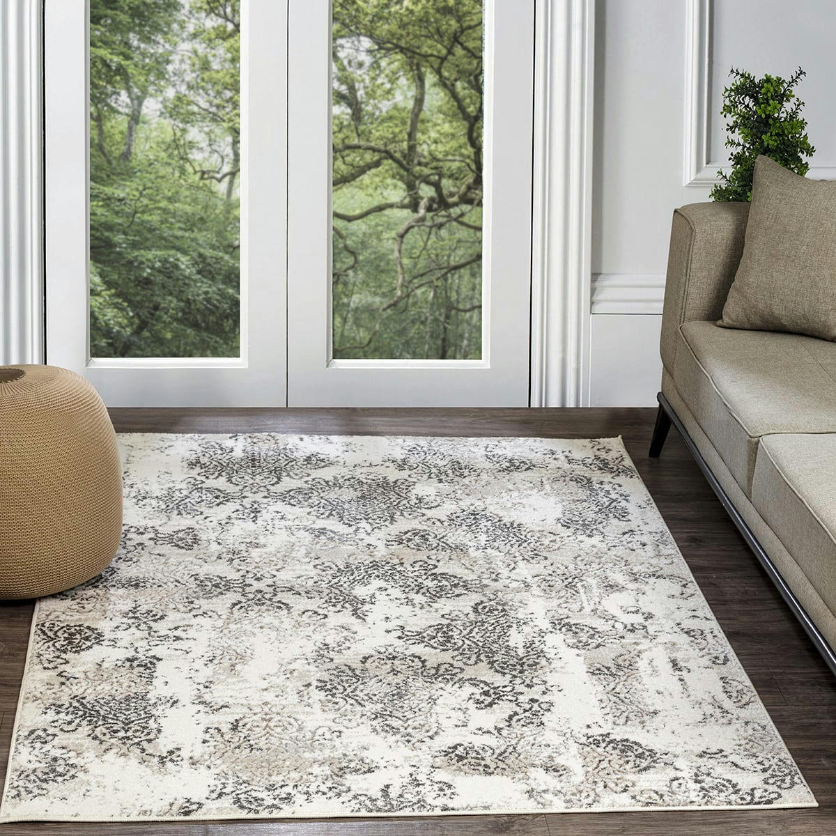 HARU - Tapis de Couloir Vintage Oriental Blanc/Gris 80x150