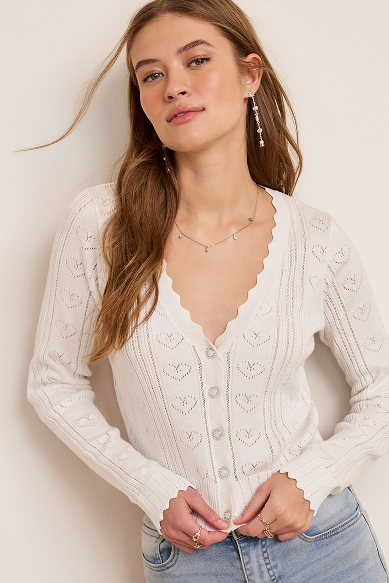 Allison Heart Pointelle Cardigan