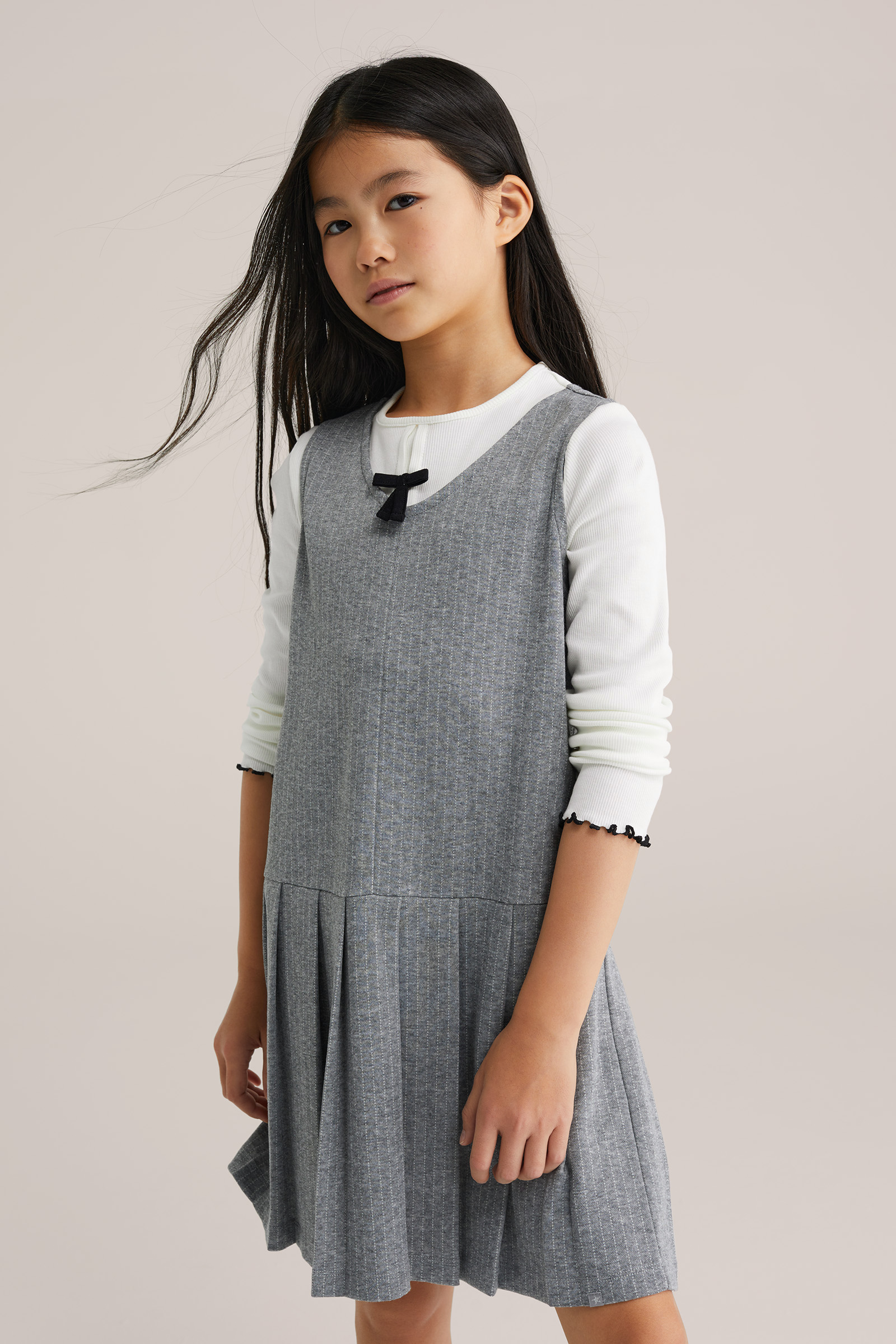 Meisjes jurk met krijtstreep