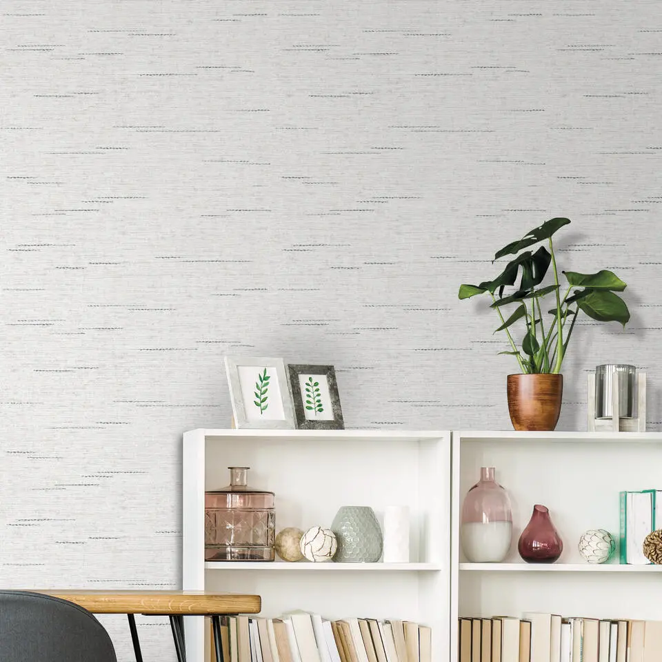 Sanders & Sanders behang geweven structuur grijs - 53 cm x 10 m