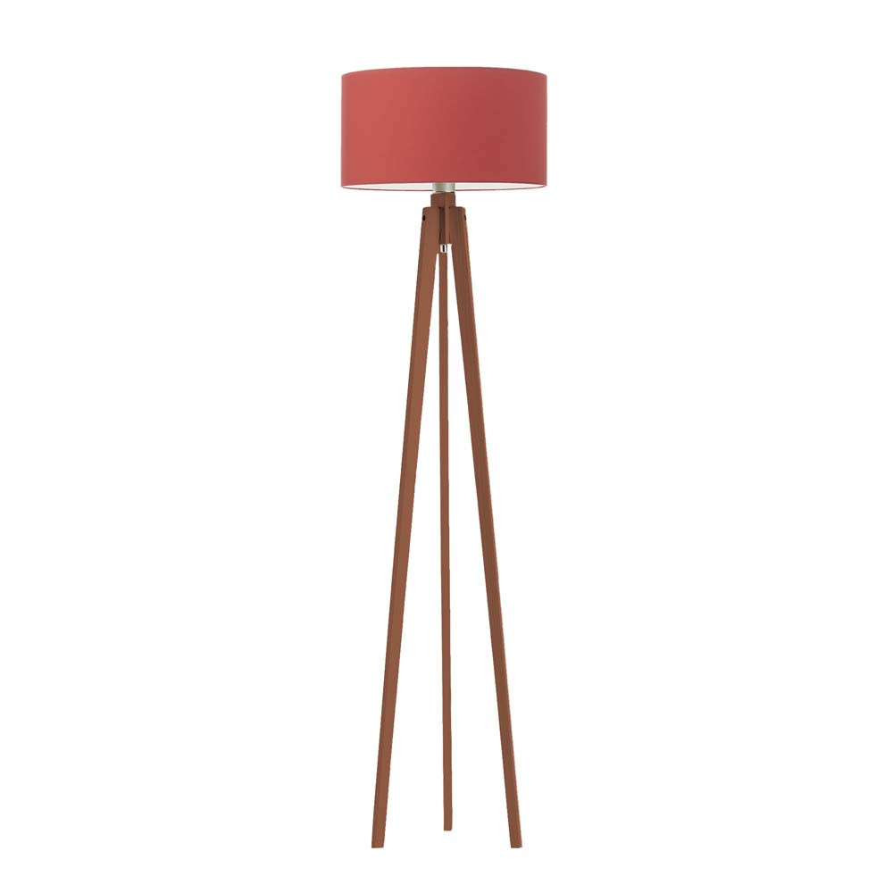 MIAMI lampa podłogowa drewniana do salonu Mahoń/ Czerwony