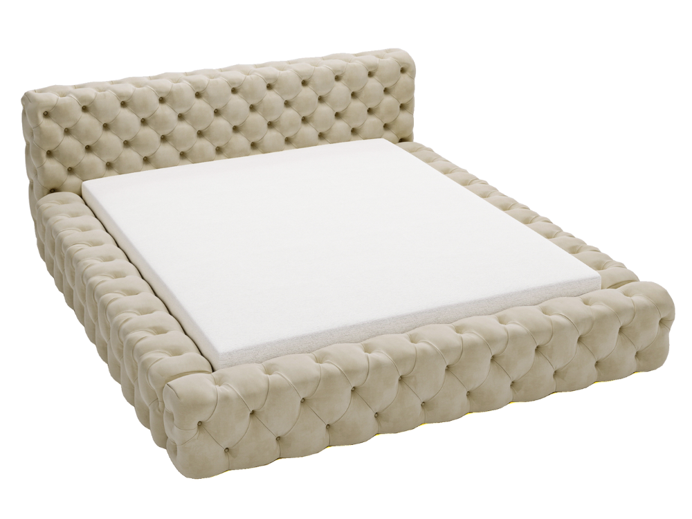 Łóżko pikowane ARMANI BIS 120x200 beżowe z pojemnikiem