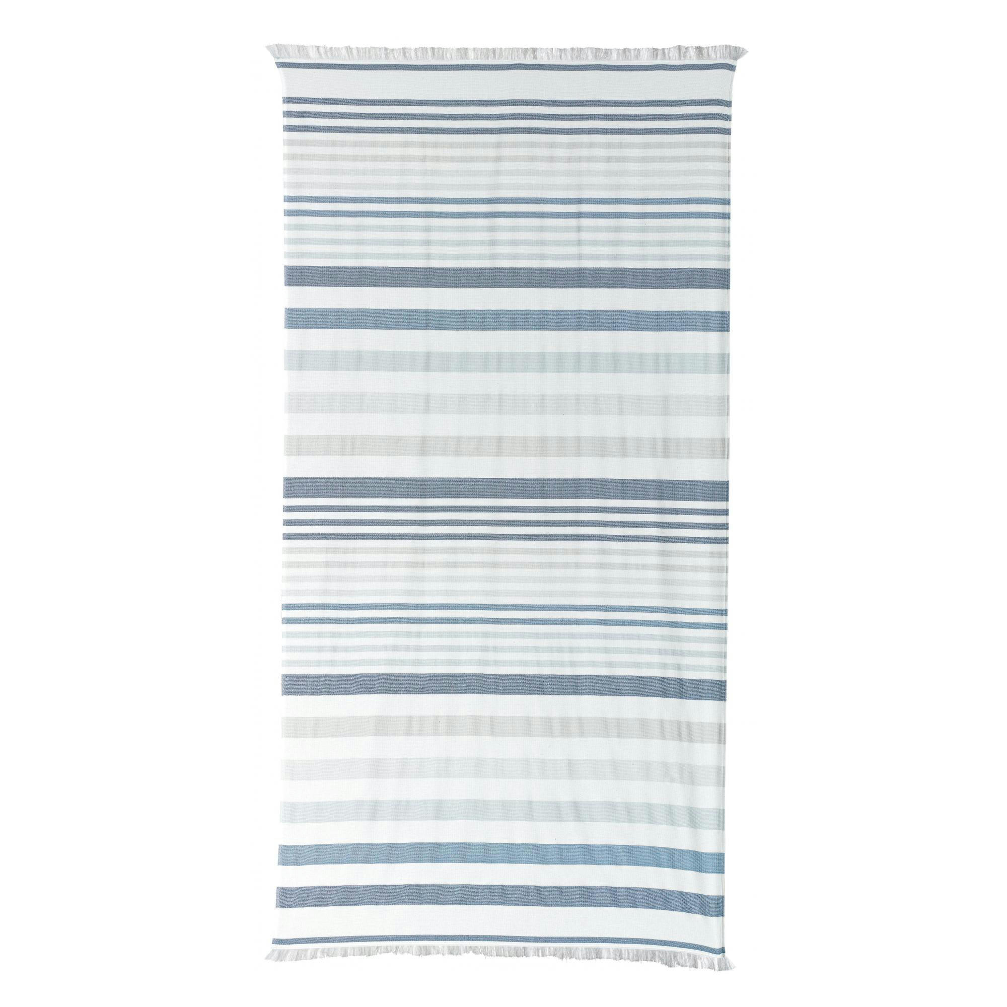 SAMOA - Drap hammam recyclé  en coton marine 100 x 200