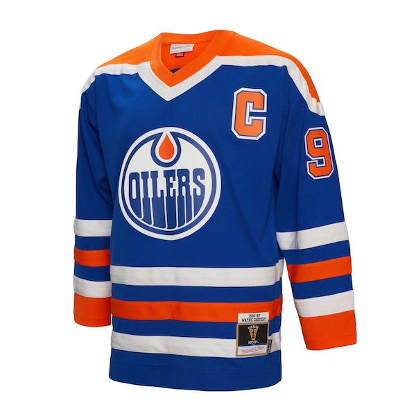 Wayne Gretzky Edmonton Oilers Captain Patch 1986/87 Blue Line Player Jersey - Royal
