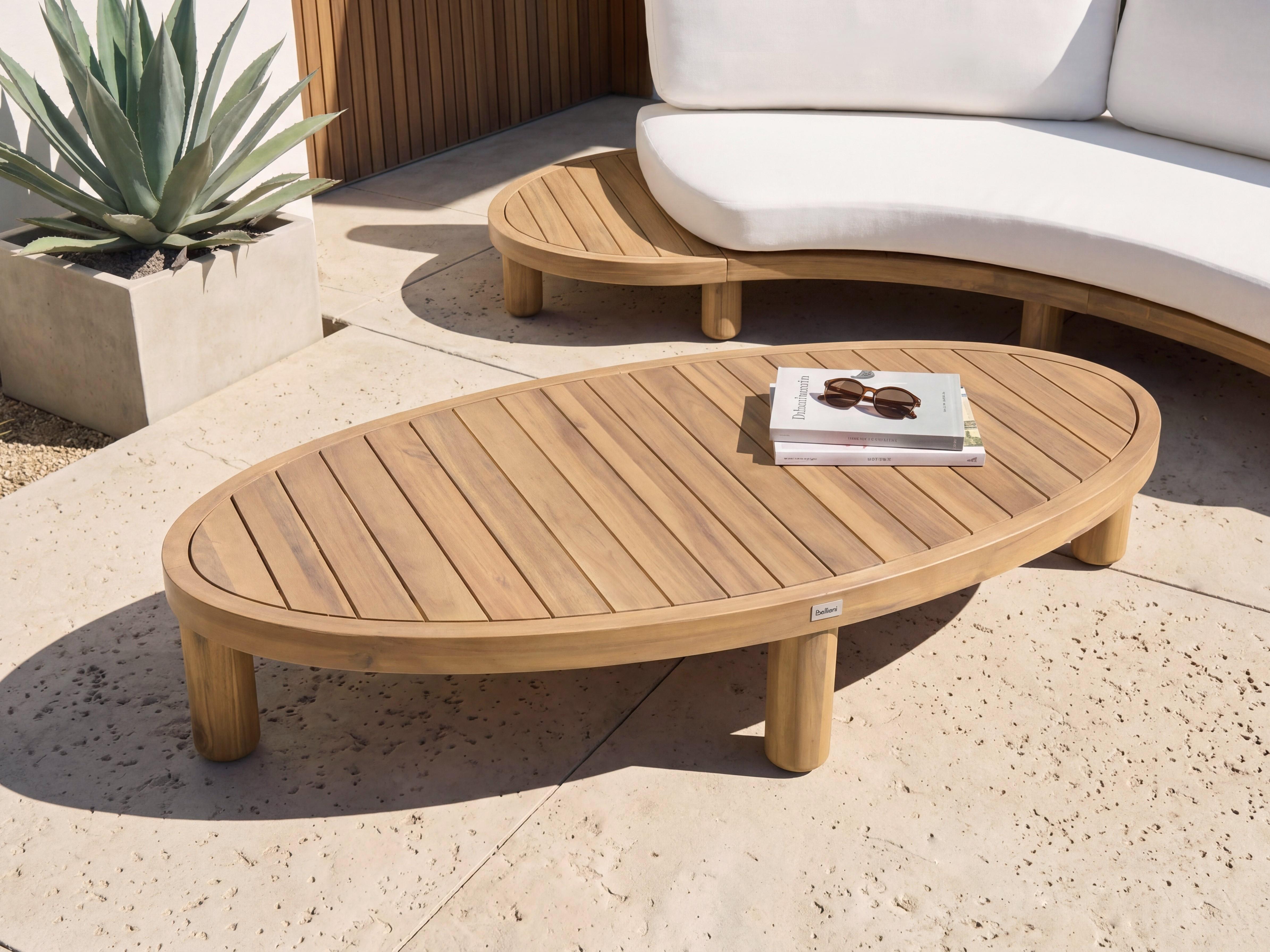 Garden Coffee Table NUMANA 140 cm 70 cm Acacia Wood Light Brown