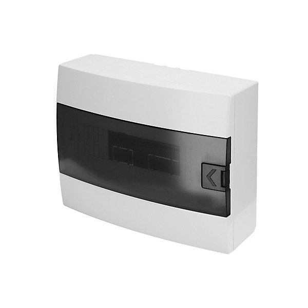 Coffret électrique en saillie 12 modules Tableau électrique nu blanc fumé, 285 x 223 x 110 mm, HOROZ