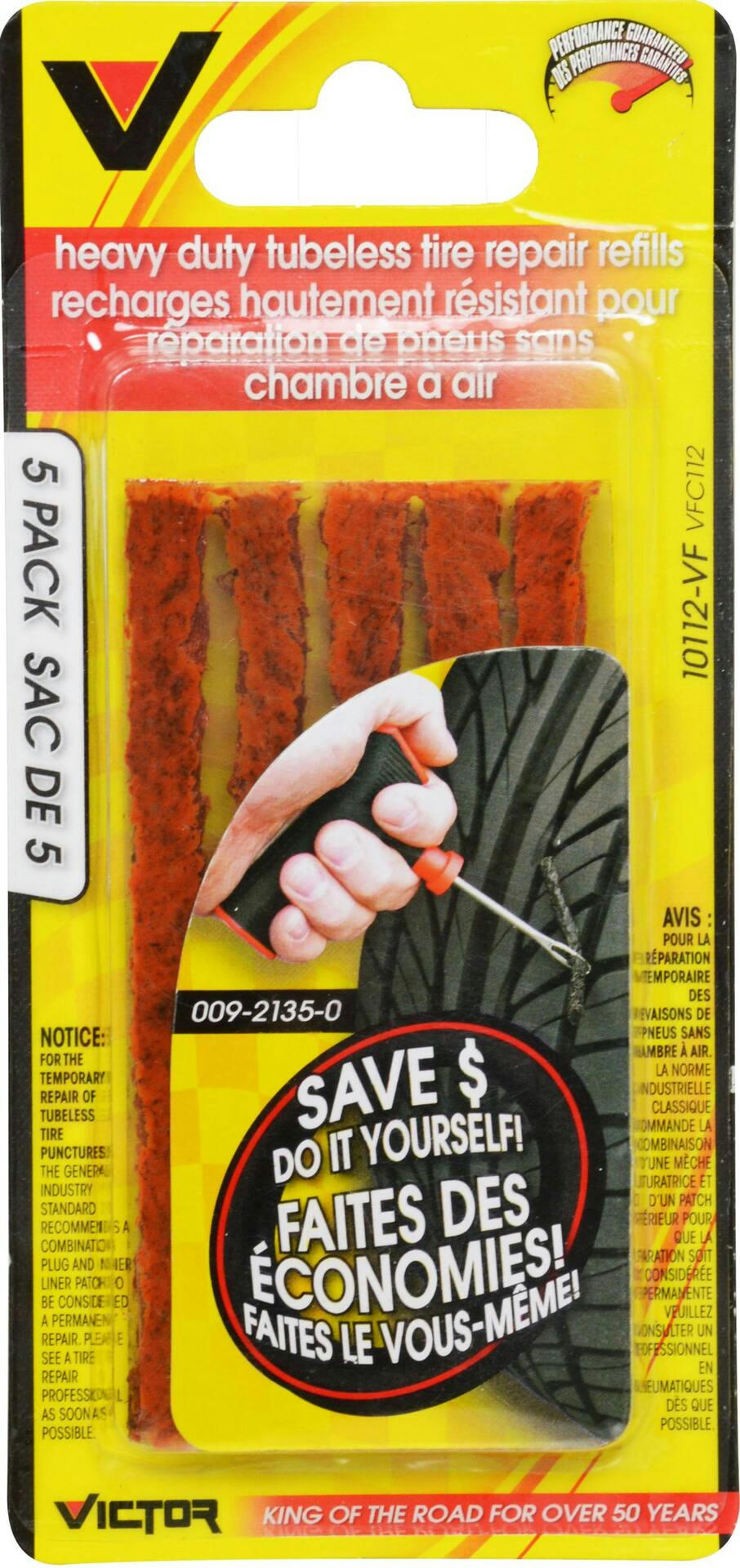 Victor Heavy-Duty Tubeless Tire Repair Refill Plugs, 5-pk