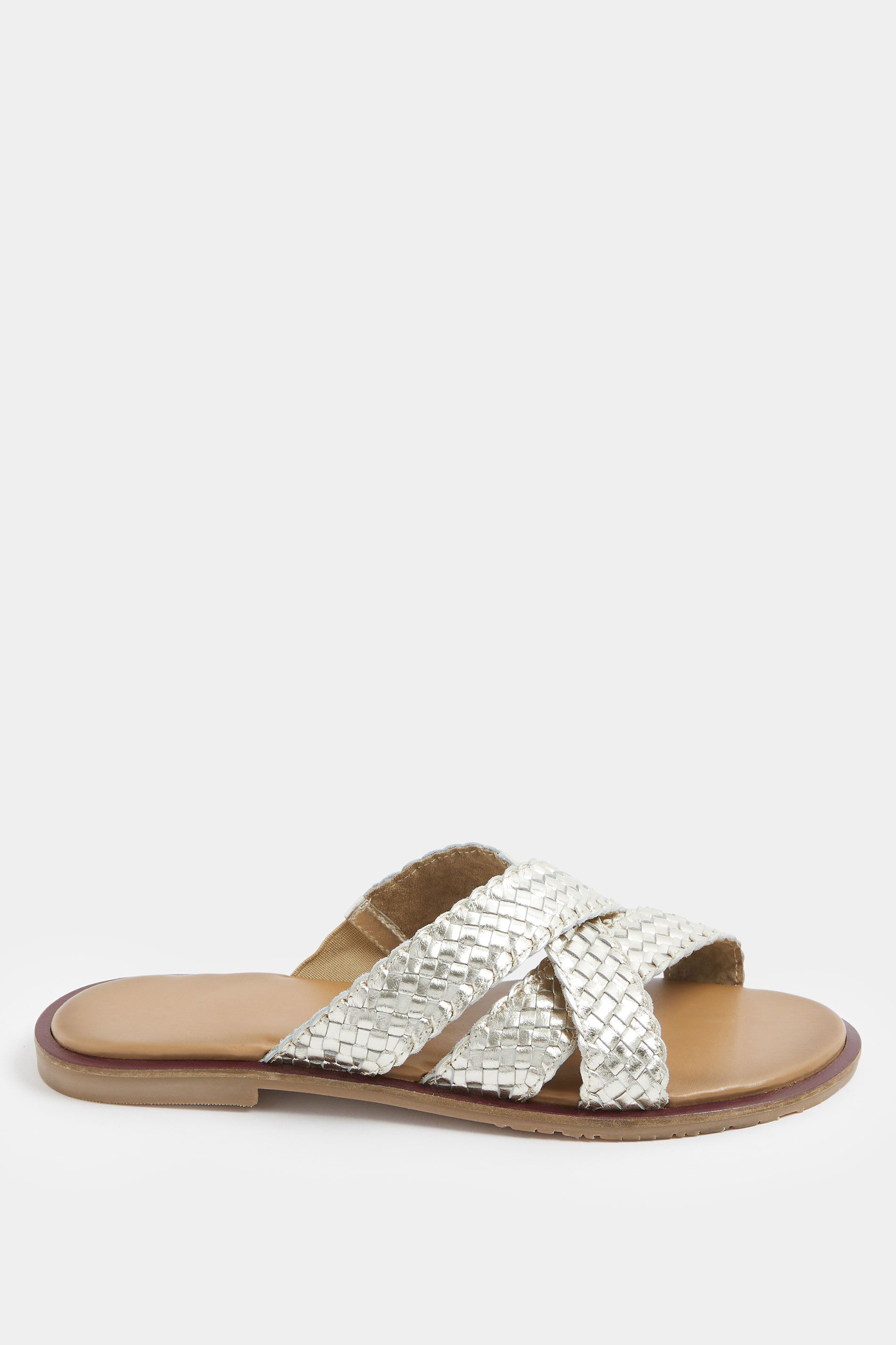 Long Tall Sally Faux Leather Woven Mule Sandals In Standard Fit