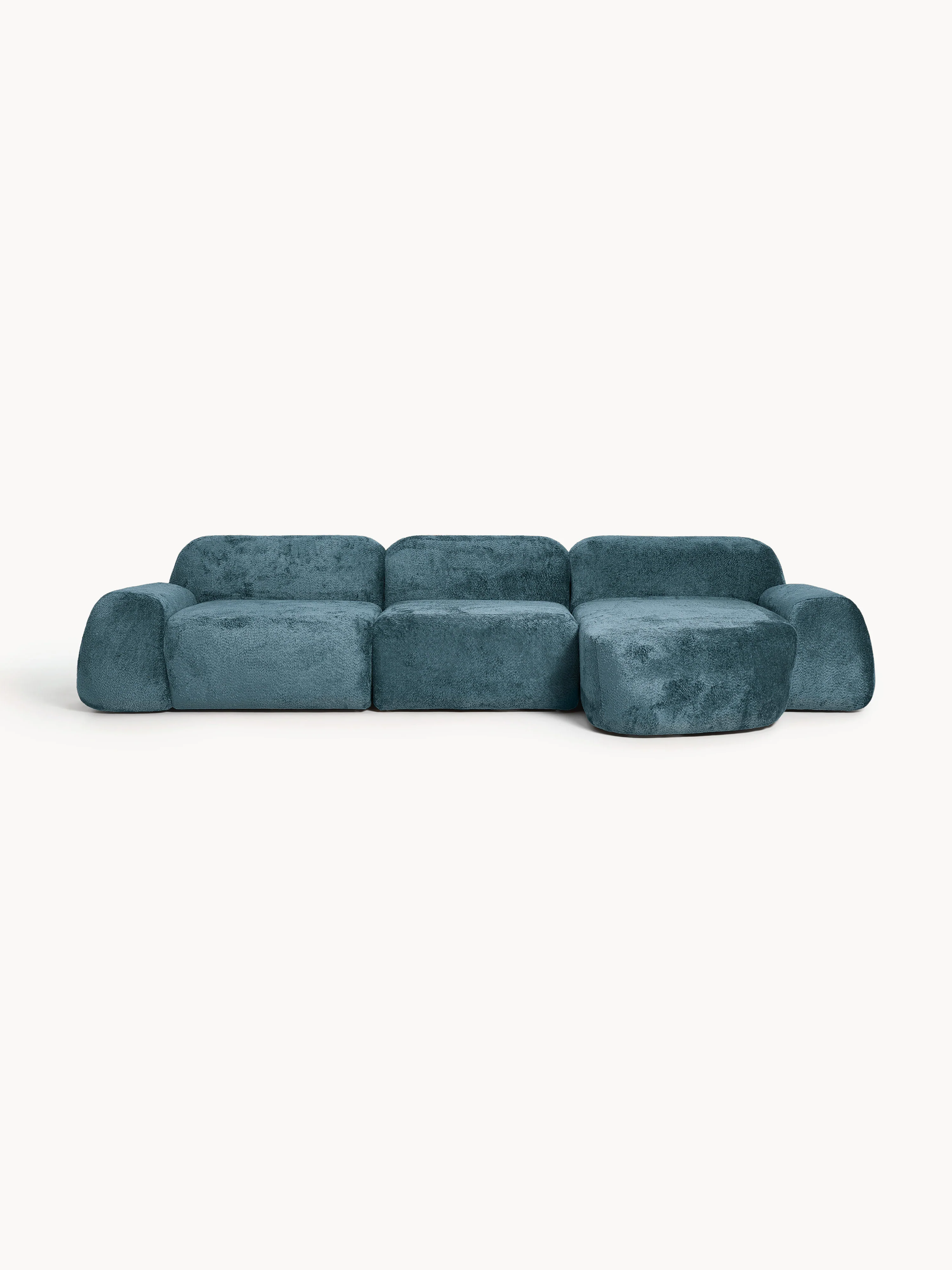 Modulares Ecksofa Wolke (4-Sitzer) aus Teddy-Bouclé