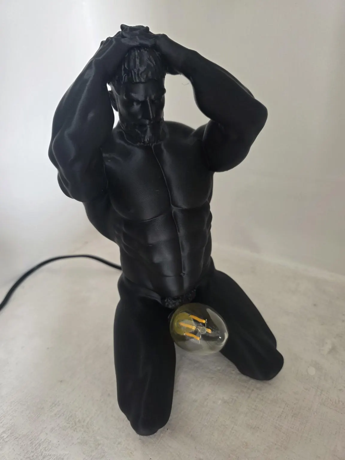3D Printed Male Figure Table Lamp, Modern Sculpture Light, Artistic Desk Decor