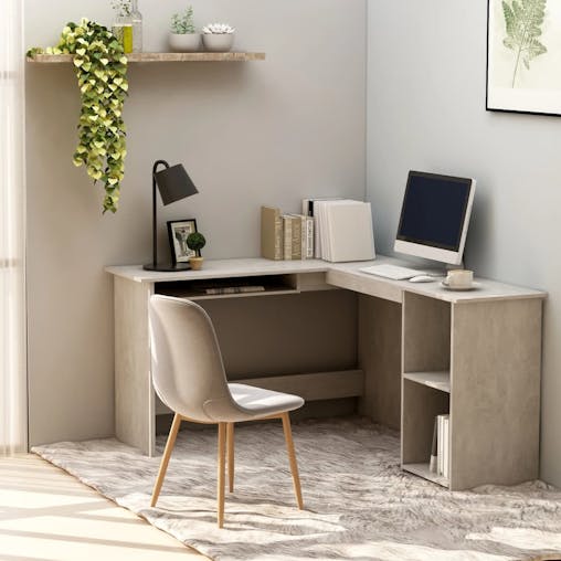 NNEVL L-Shaped Corner Desk Concrete Grey 120x140x75 cm Engineered Wood