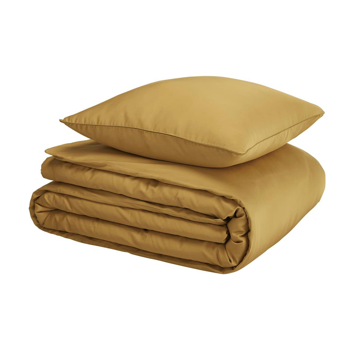 HOUBLON - Parure de lit unie en satin de coton ocre 260x240