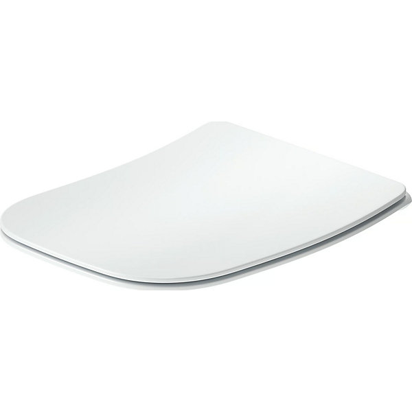Abattant WC plastique Carré Blanc extra-plat, Lunette toilettes à frein de chute / fermeture amortie, 36x42,3x4,8cm, Univavo