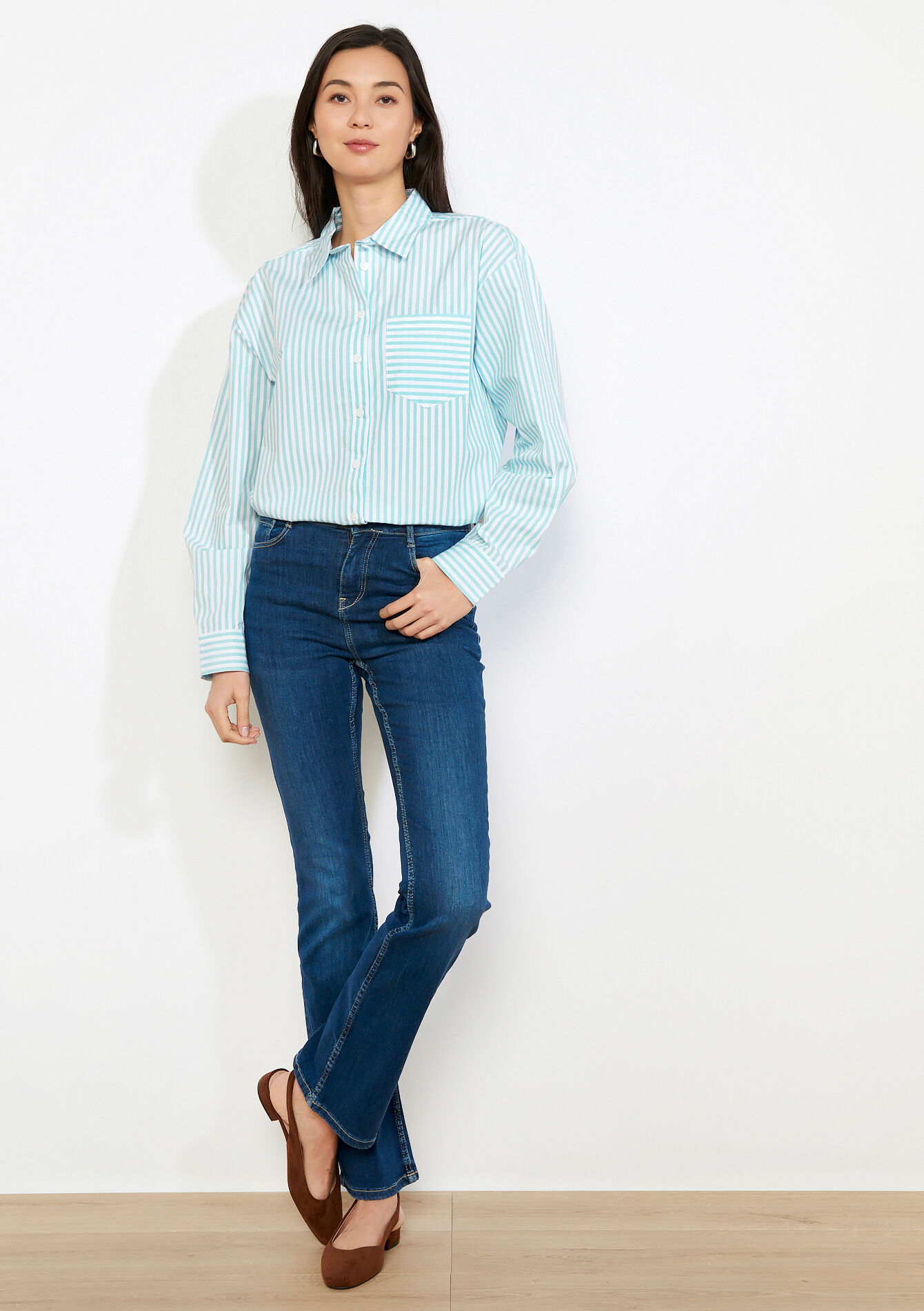 Oversized gestreept hemd