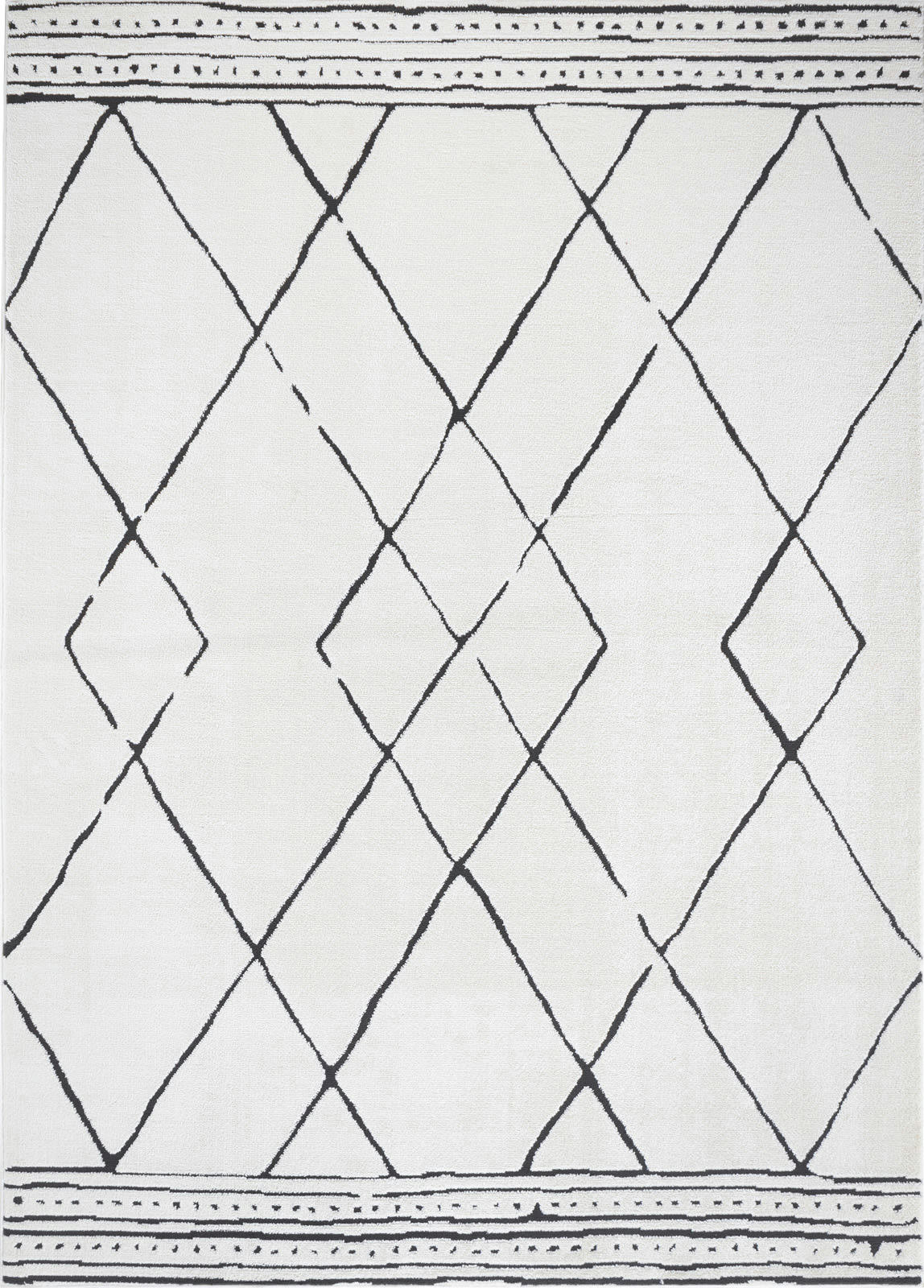 HANNAH - Tapis Berbère Ethnique Ivoire/Noir 200x275