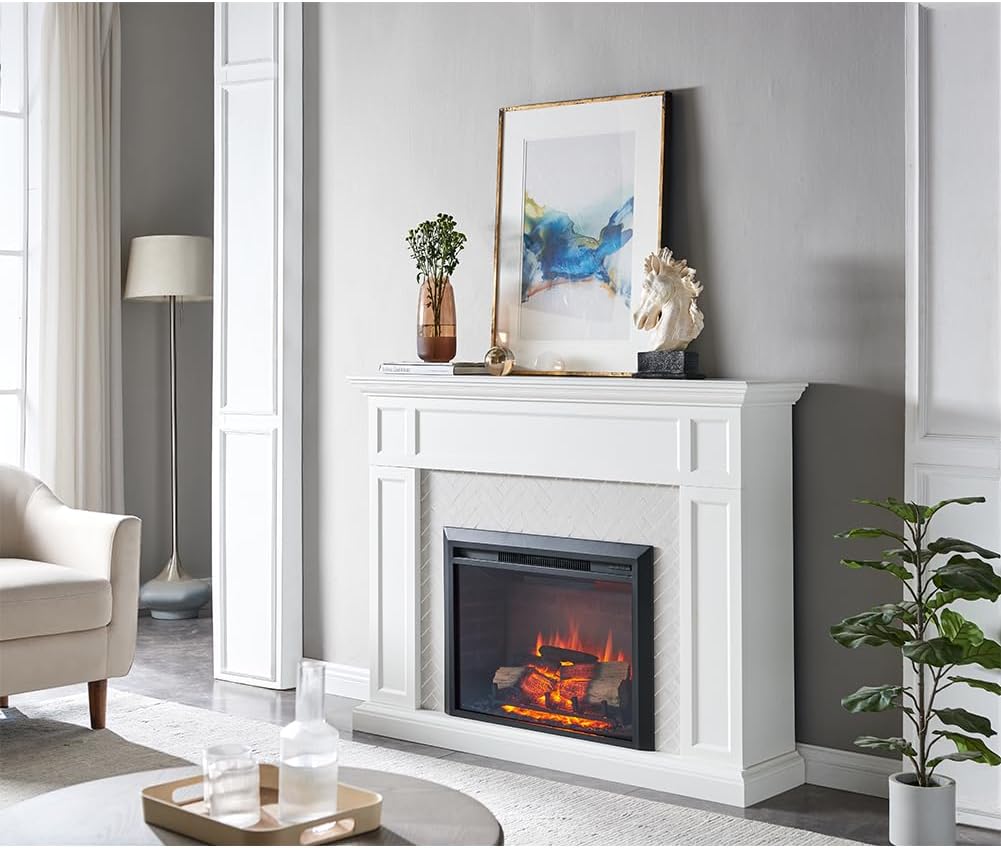 LegendFlame Carl 28 W Electric Fireplace Insert (EF262), Fireplace Heater 750/1500W, Fire Crackling Sound, Remote Control
