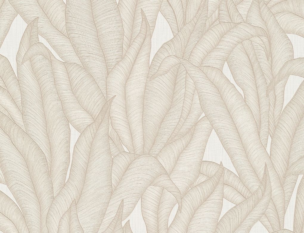 Vliestapete Blätter Creme, Beige