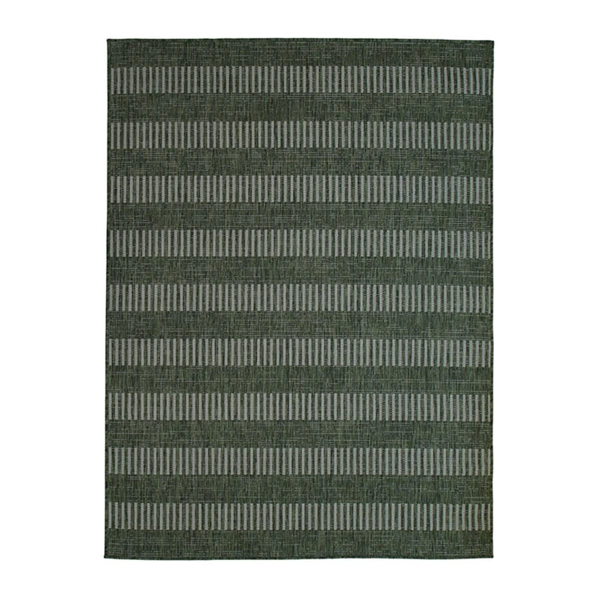 TERRAIN - Tapis intérieur-extérieur aspect jute motif lignes vert 133x170
