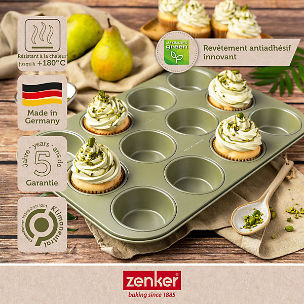 Ensemble de 2 Moules à muffins 12 empreintes 38 x 26 cm Zenker Green Vision