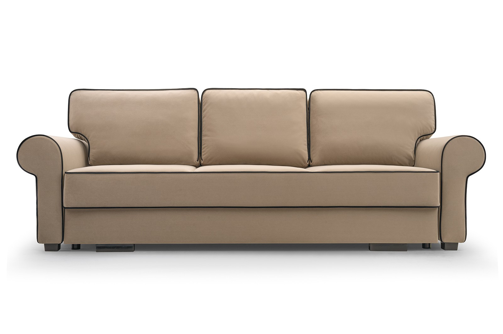 Sofa z przeszyciami TIAGO / MATT VELVET09 99 beżowy czarny