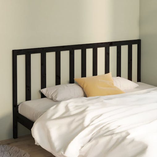 NNEVL Bed Headboard Black 186x4x100 cm Solid Wood Pine