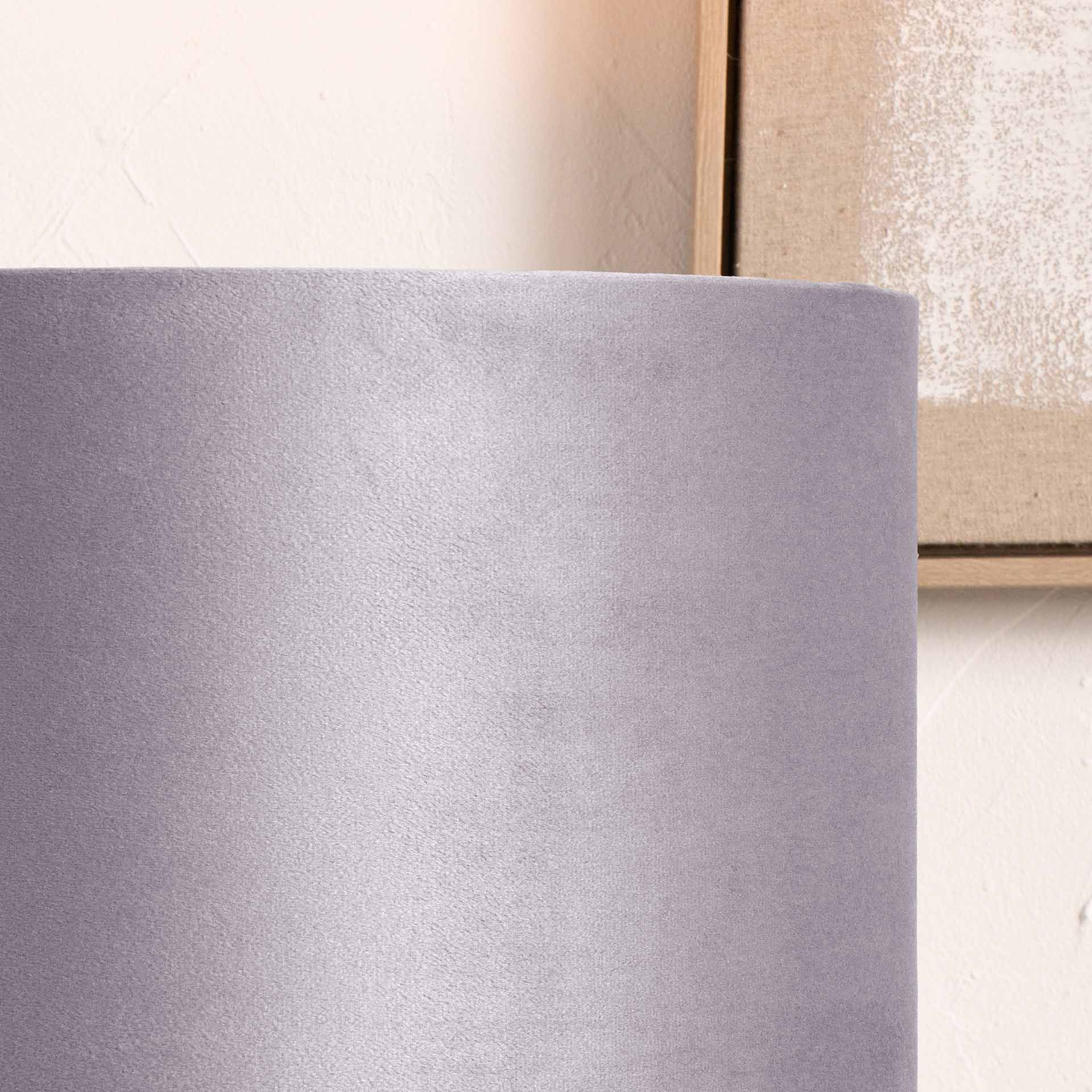 Ruma Light Grey Velvet Cylinder Shade for Table Lamps and Floor Lamps