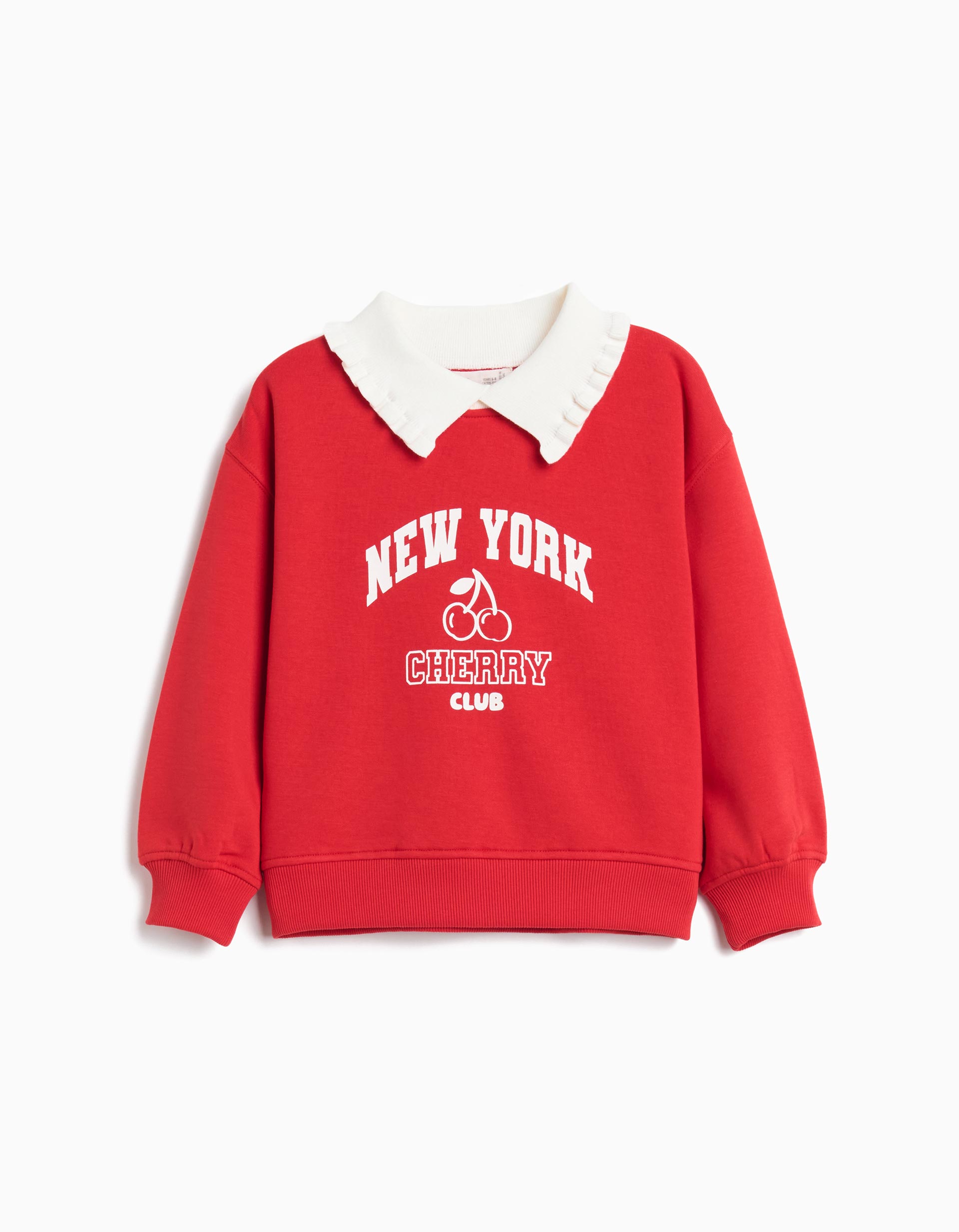 Sweatshirt com Gola, Menina, Vermelho