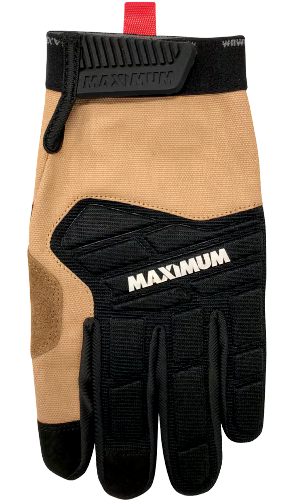 MAXIMUM Duck Canvas Gel Pro Velcro Cuff Hybrid Glove, Beige/Black, Assorted Sizes