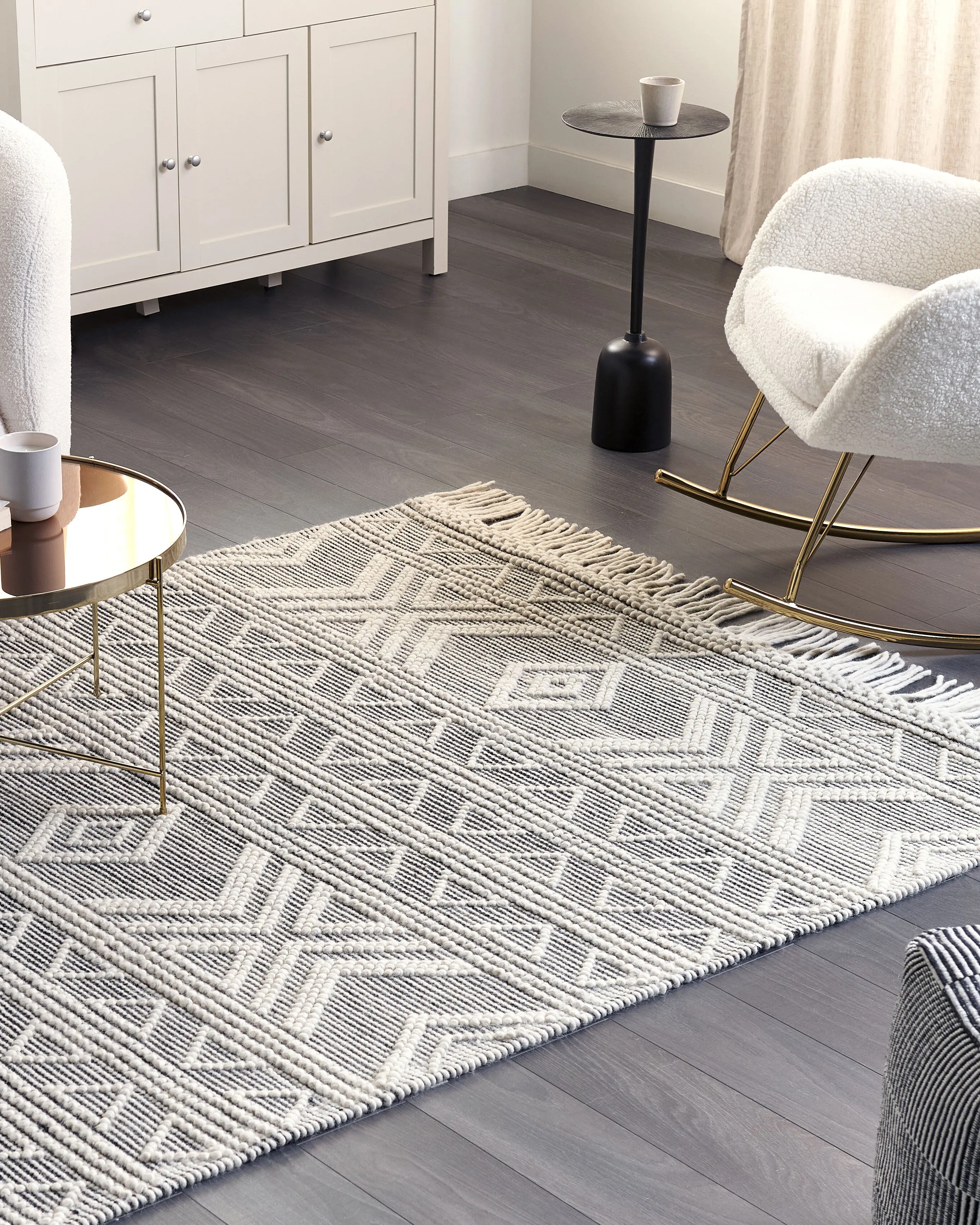 Rug PAZAR Black/ White 160 x 230 cm Wool