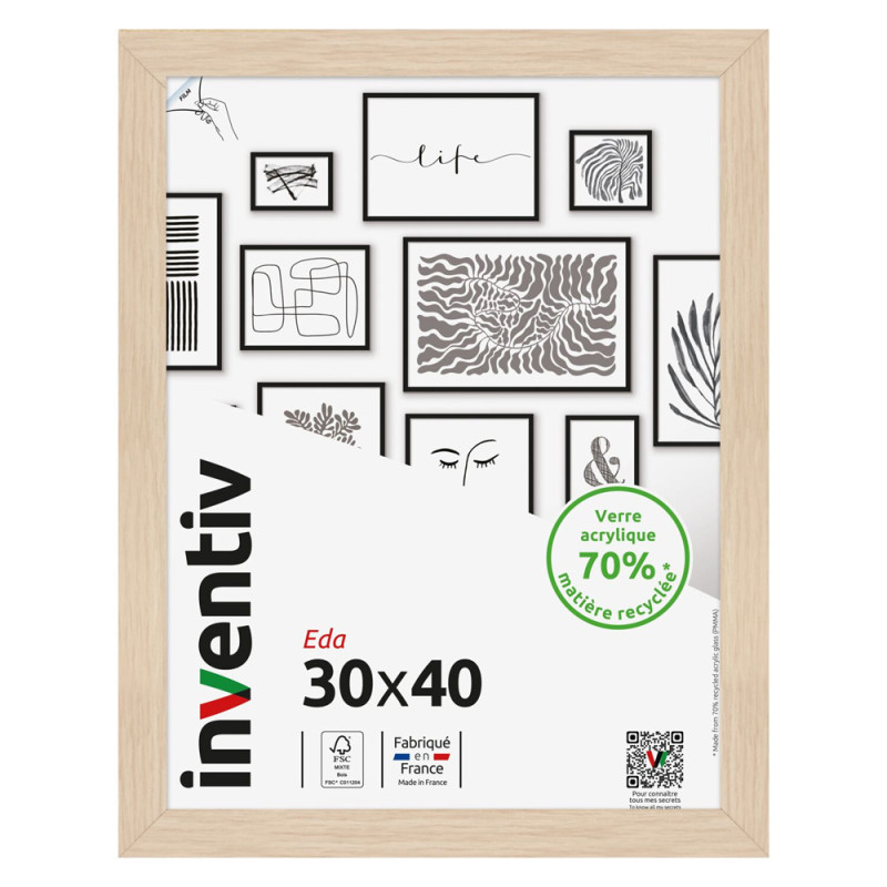 Cadre Eda naturel 30 x 40 cm INVENTIV