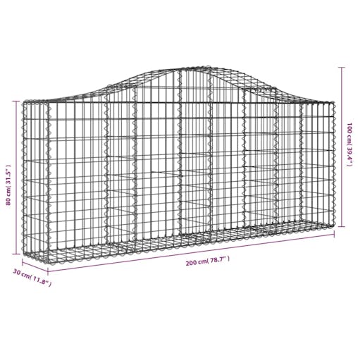 NNEVL Arched Gabion Basket 200x30x80/100 cm Galvanised Iron