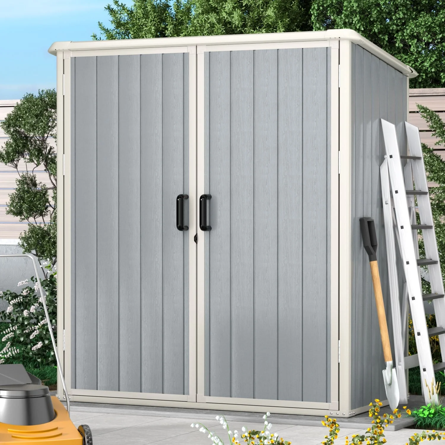 5.0'x3.1'Resin Outdoor Storage Shed with Lockable Door