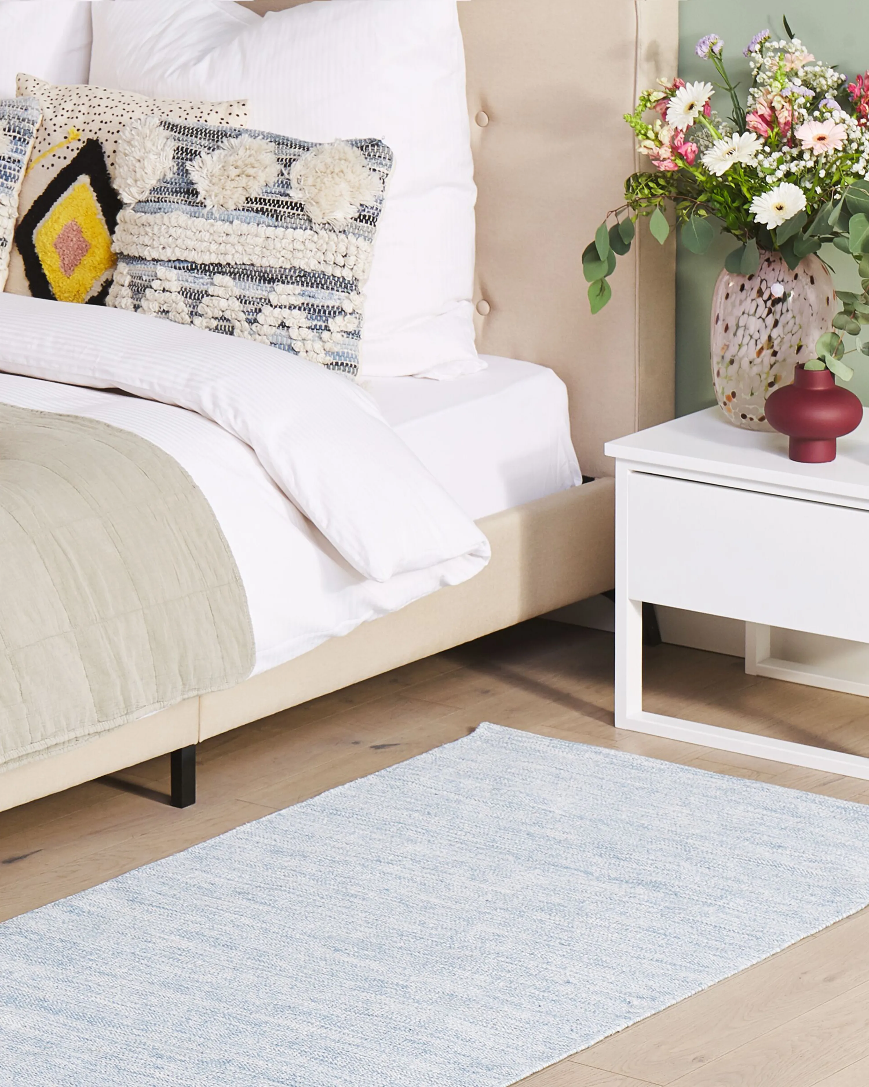 Rug DERINCE Light Blue 80 x 150 cm Cotton