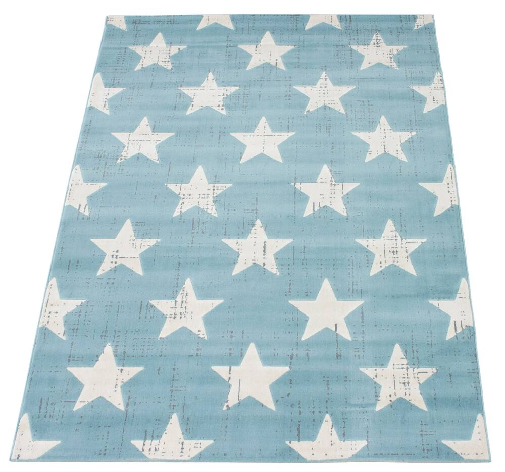 ECARPET Angel Indoor Star Area Rug, Aqua, Assorted Sizes