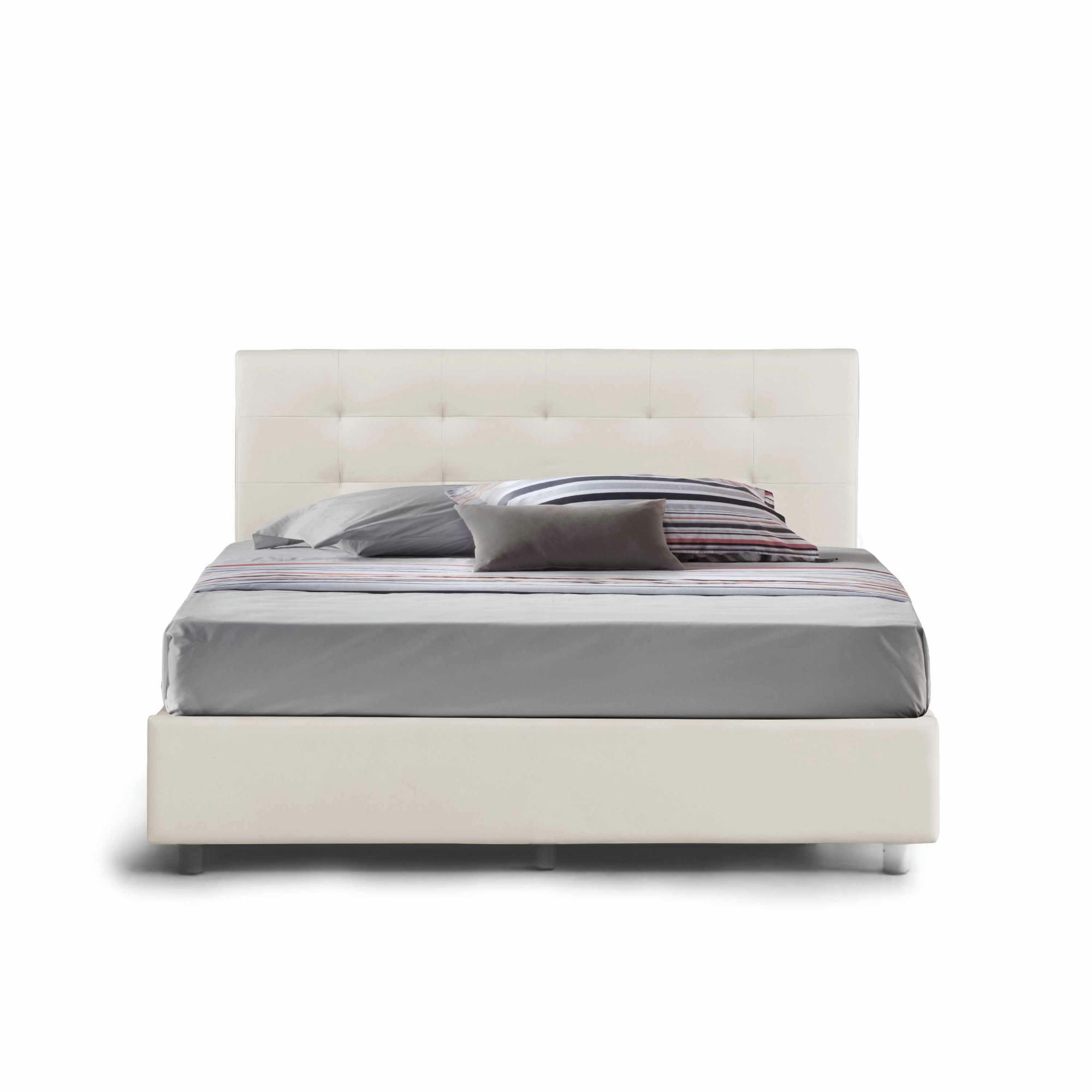 DNANNIN - Lit en similcuir 160x190 cm blanc