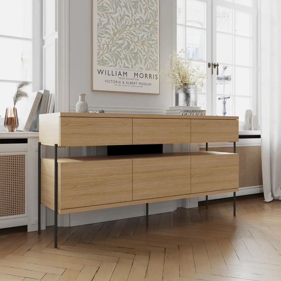 Dressoir PUFFIN 154 cm 3D3S naturel eiken