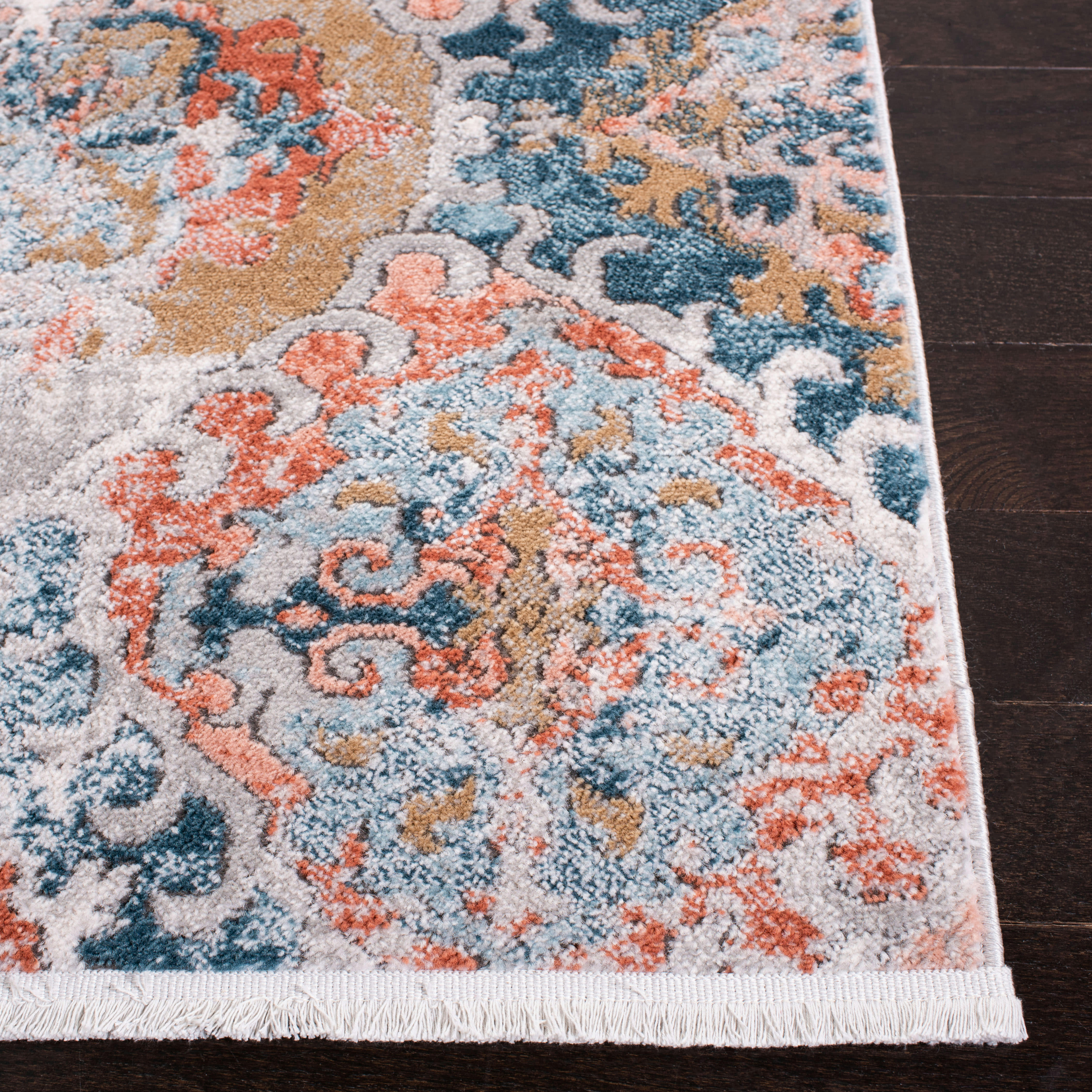 SHIVAN - Tapis de salon interieur en bleu & rose, 160 x 229 cm
