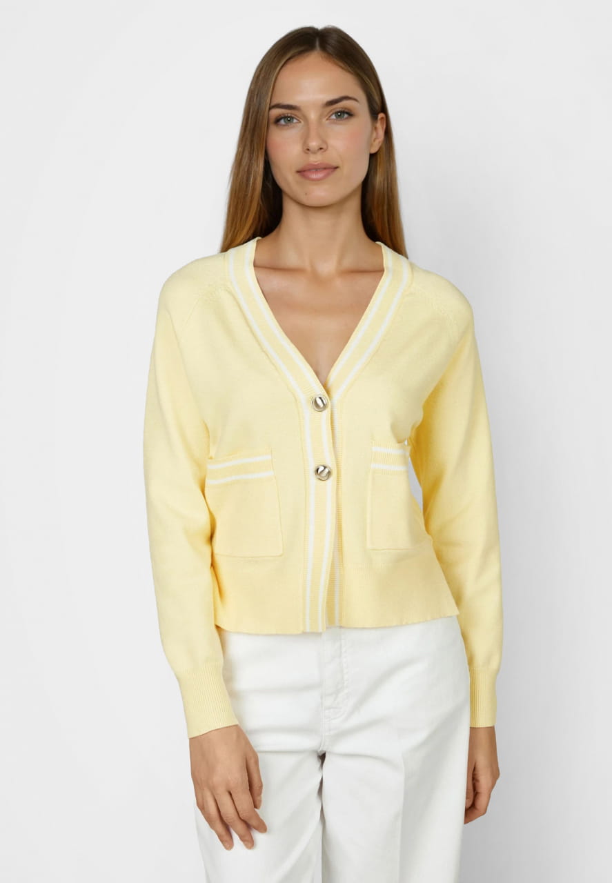 Strickjacke mit Kontrastringeln