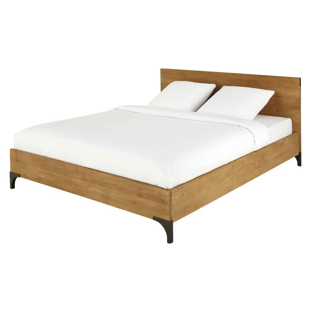 Metropolis - Lit 160x200 en bois de manguier massif et acacia