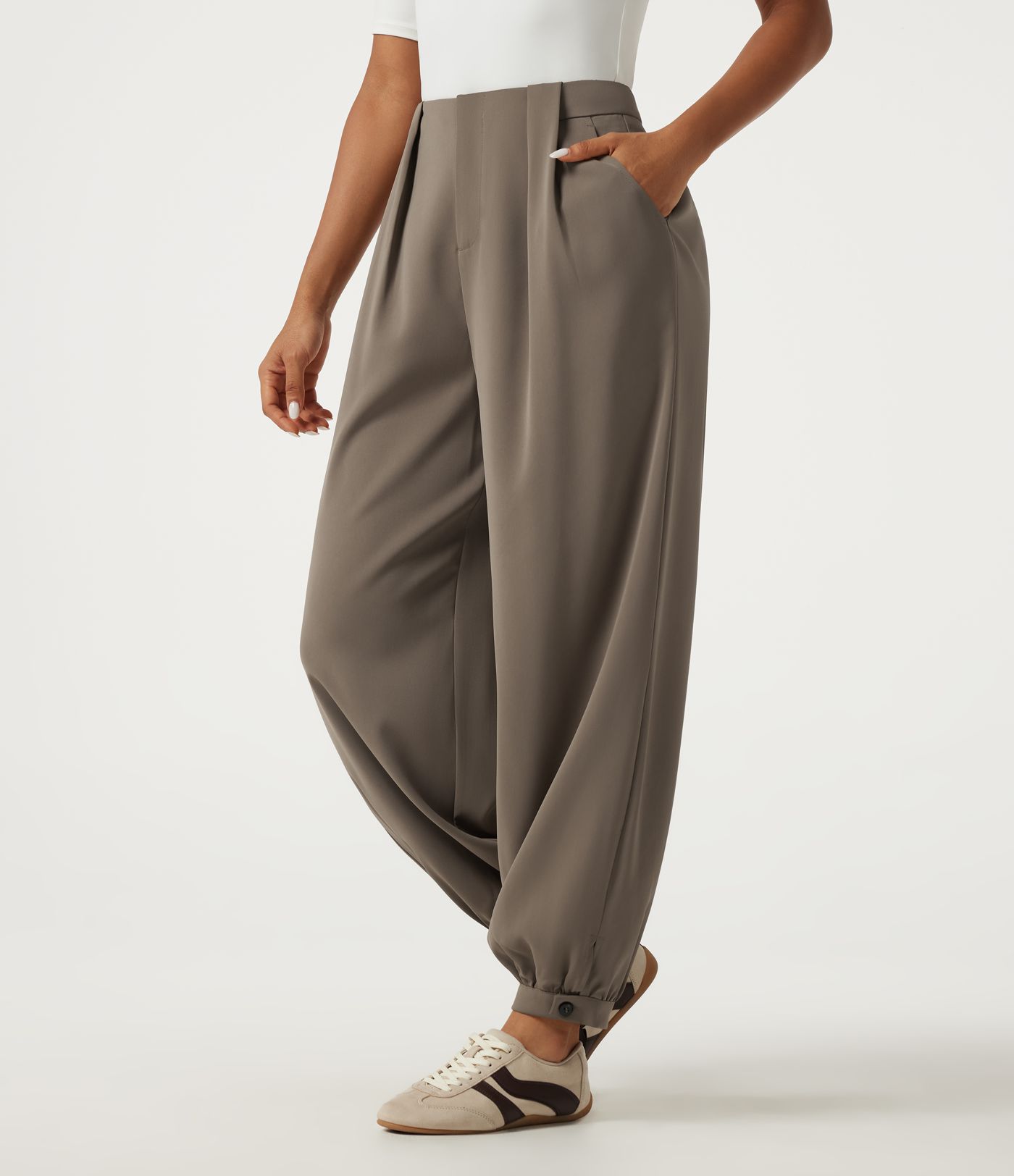 Pantalon bloomer taille haute avec poches