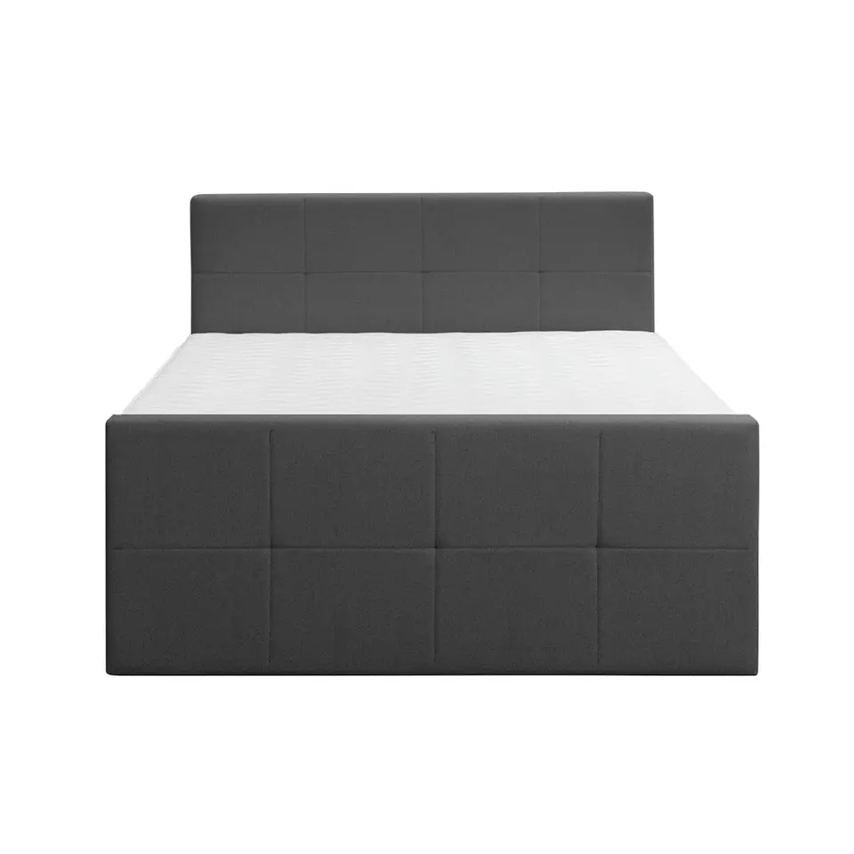 Boxspring met voetbord Liv geblokt - antraciet - 180x200 cm - ronde poot