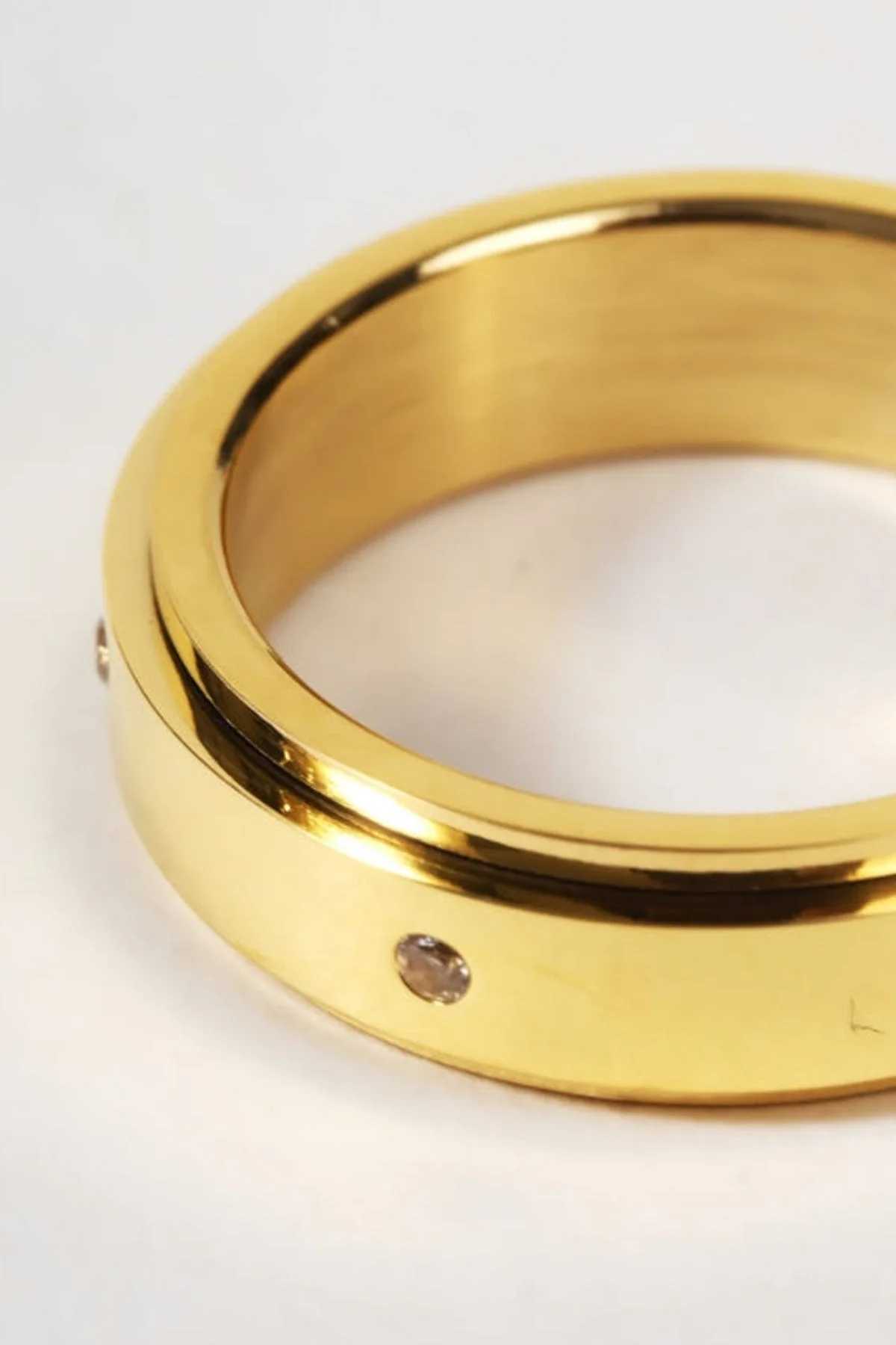 Gold Plated Stone Fidget Ring - Size 8