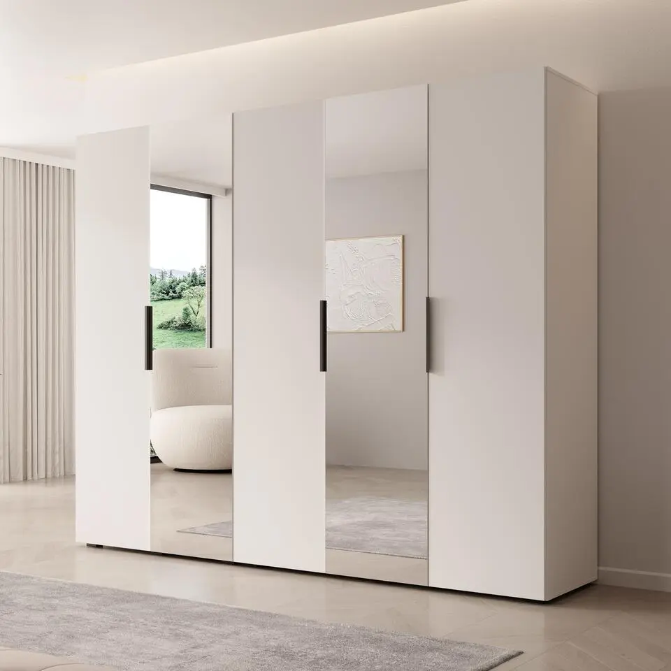 Meubella - Kledingkast Marquesa - Wit - 250 cm - Met spiegel