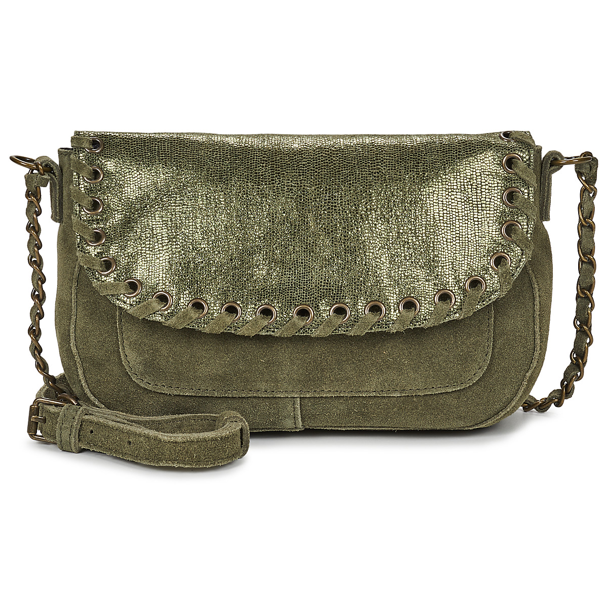 Pieces - PCBINIA SUEDE CROSS BODY - Kaki