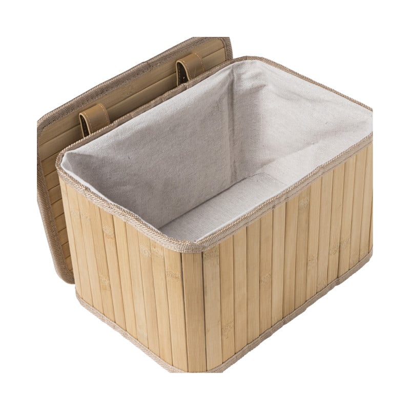 Opbergmand met deksel Oscar - 18x28x20 cm - naturel