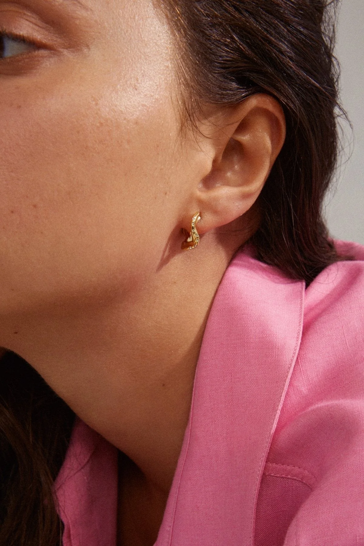 Evra Organic Shaped Gold Plated Hoops